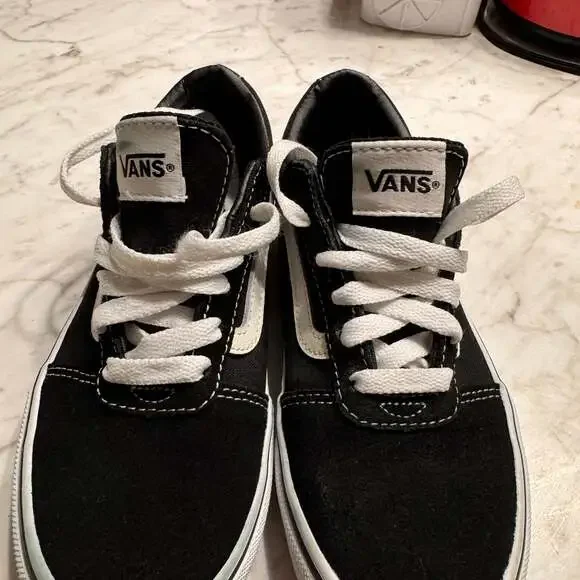 Vans Shoes Old Skool Kids Youth 2 Black Suede Classic Skateboard Sneakers Boys - Picture 5 of 8
